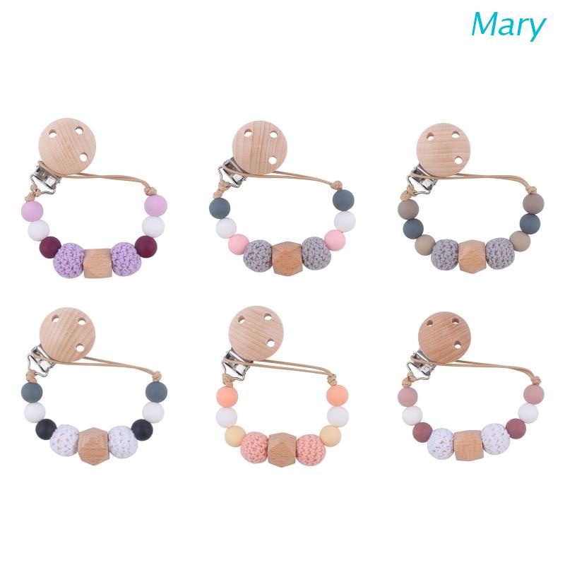 Mary Klip Rantai Manik Kayu Holder Dot Empeng Bayi Newborn