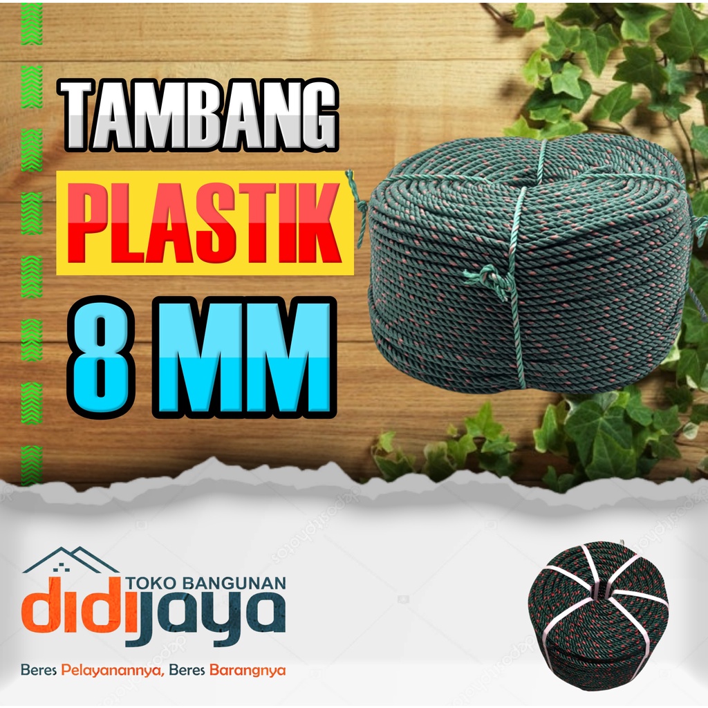 Tali Tambang Plastik 8 MM Warna ULIR (Per Meter)