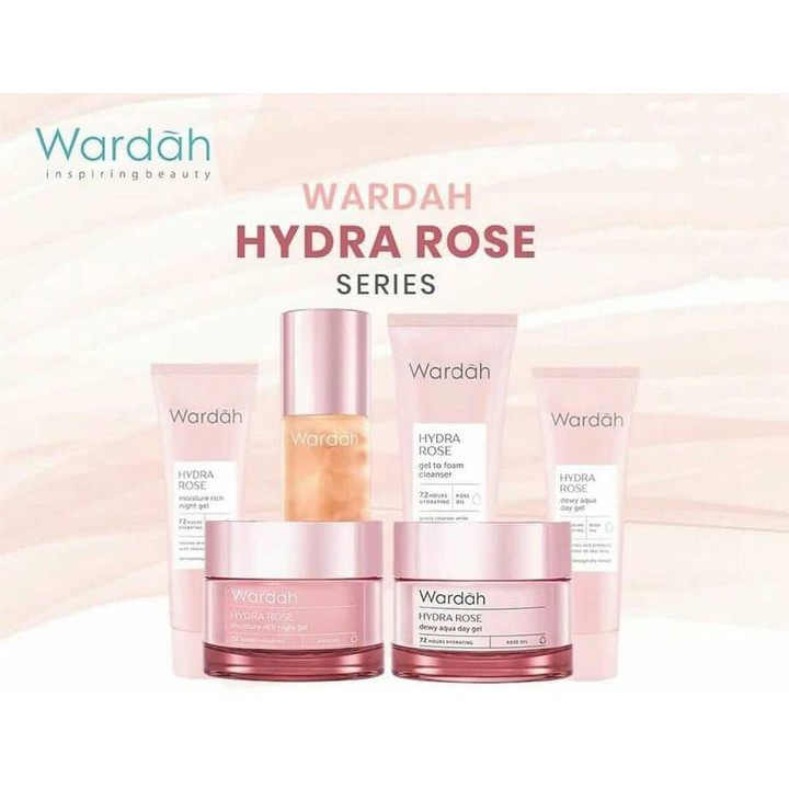 WARDAH HYDRA ROSE GEL TO FOAM CLEANSER 100ML/ Dewy Aqua day gel /Moisture Rich Night gel / essence /