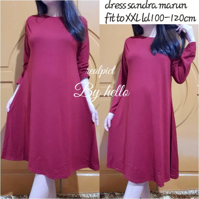 DRESS SANDRA OVERSIZE FIT XXL REALPICT/DRESS JUMBO BAHAN SPANDEK SOFT