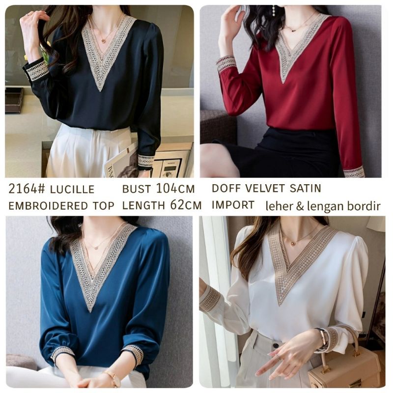 MDLV ~ 2164# Lucille Embroidered Top Import Blouse Premium Blouse Satin Import Blouse Korea Atasan Satin Lengan Panjang Fashion Import