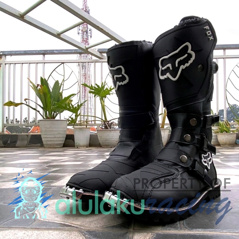 Sepatu Trail Motocross X Lokal Boots Riding SV Premium Quality with Safety Protectors - Black Matte