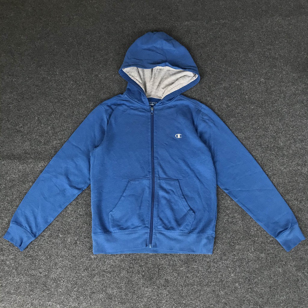 Jaket Zip Hoodie Champion Biru