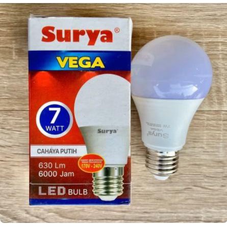 Surya Vega Lampu Bohlam LED 7 Watt  7 W Putih/Cool Daylight Garansi Resmi Surya by Hannochs