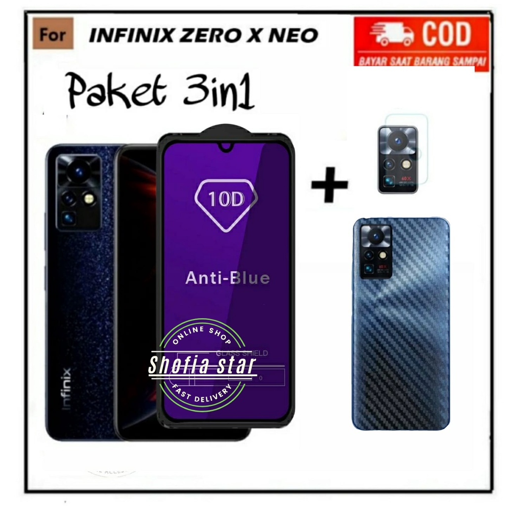 3IN1 TEMPERED GLASS BLUE LIGHT INFINIX ZERO X NEO TG LAYAR ANTI RADIASI KACA FULL COVER