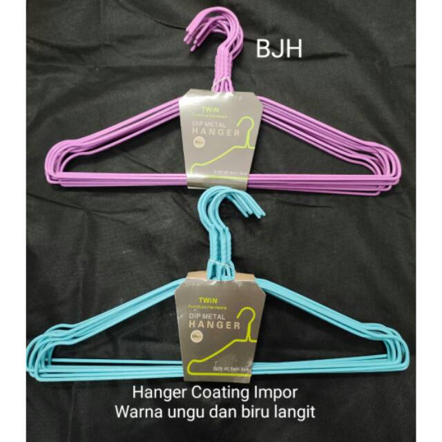 Hanger Coating impor ada warna ungu dan biru langit