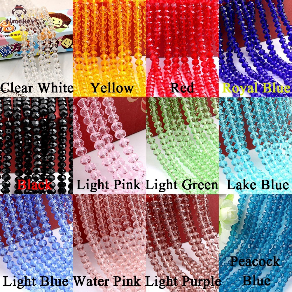 【TK】 6mm Multi colors Crystal Faceted Rondelle Glass Beads Bracelet Necklace DIY Jewelry Making Accessories