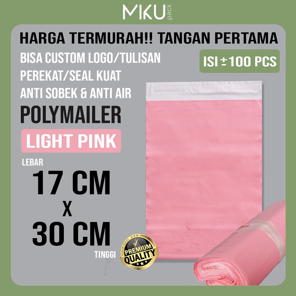 

17x30CM AMPLOP POLYMAILER KANTONG PLASTIK POLYBAG AMPLOP PACKING OLSHOP - PINK MUDA