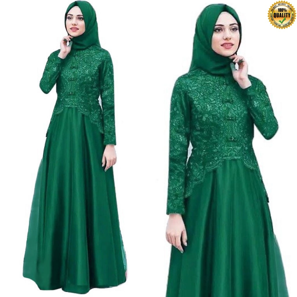 GAUN PESTA MEWAH KAELLA MAXY DRESS BROKAT / GAMIS MODEREN / KEBAYA MODERN /BAJU MUSLIM WANITA