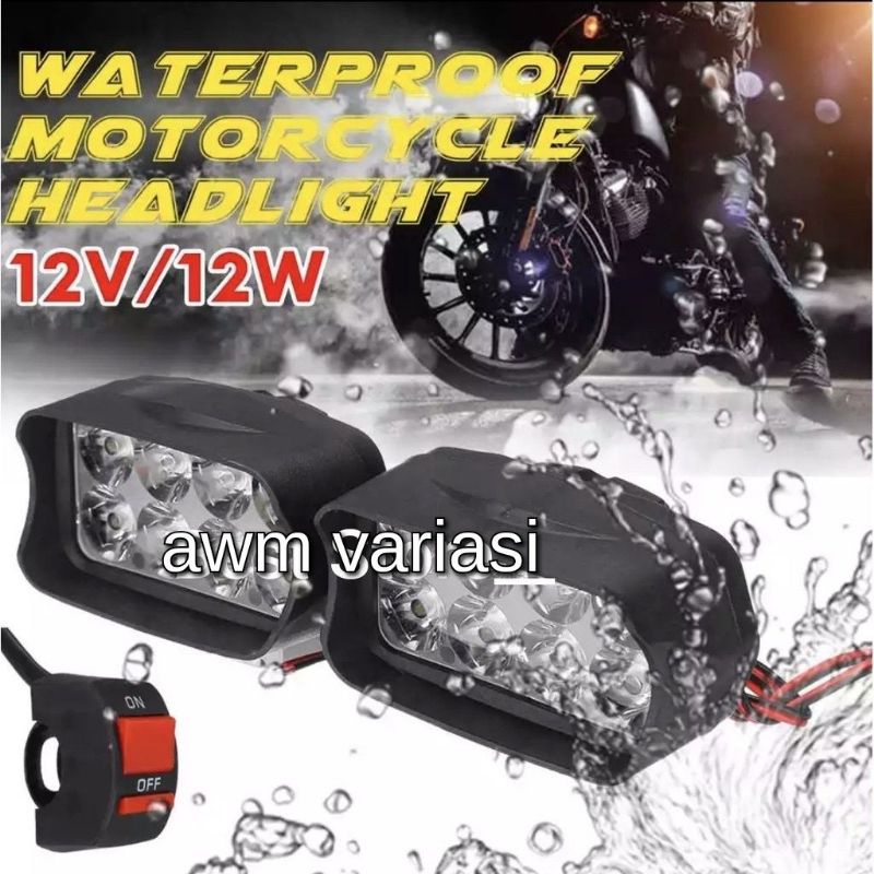 Lampu LED Bar Tembak Sorot CREE Motor Mobil 8 Titik Mata Dua Susun 8 Led 8Watt 8 Watt 8W Wajib D12v Plus on/of stang jepit