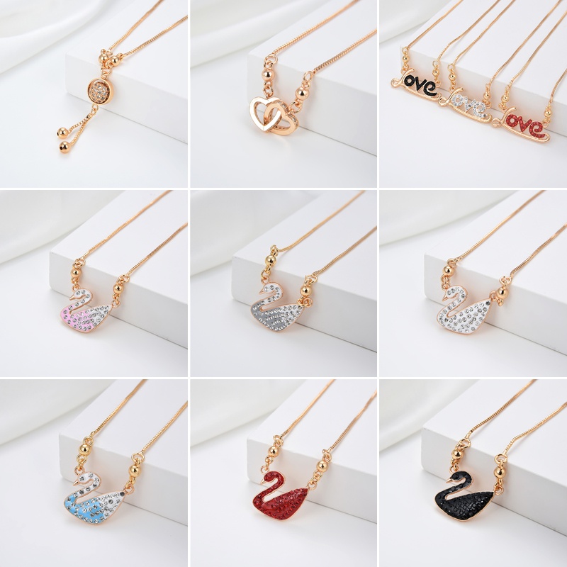 kalung titanium wanita emas muda model korea murah anti karat panjang asli silver nama selamanya 100-103n