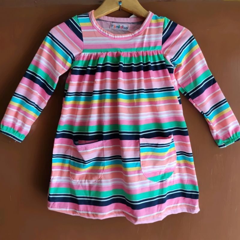 (1 - 3Tahun) Baju Dress Anak Perempuan Cewek Lengan Panjang Bobokids Quilla Usia 1-3 Tahun