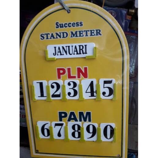 Papan Meter Stand Penunjuk Angka PLN PAM