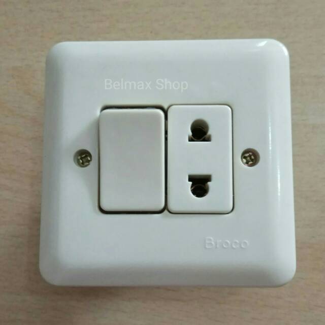 Saklar Engkel Stop Broco Tanam Inbow/Sakelar Lampu + Lubang Colokan/Cetrekan Broco /Stop Kontak Broc