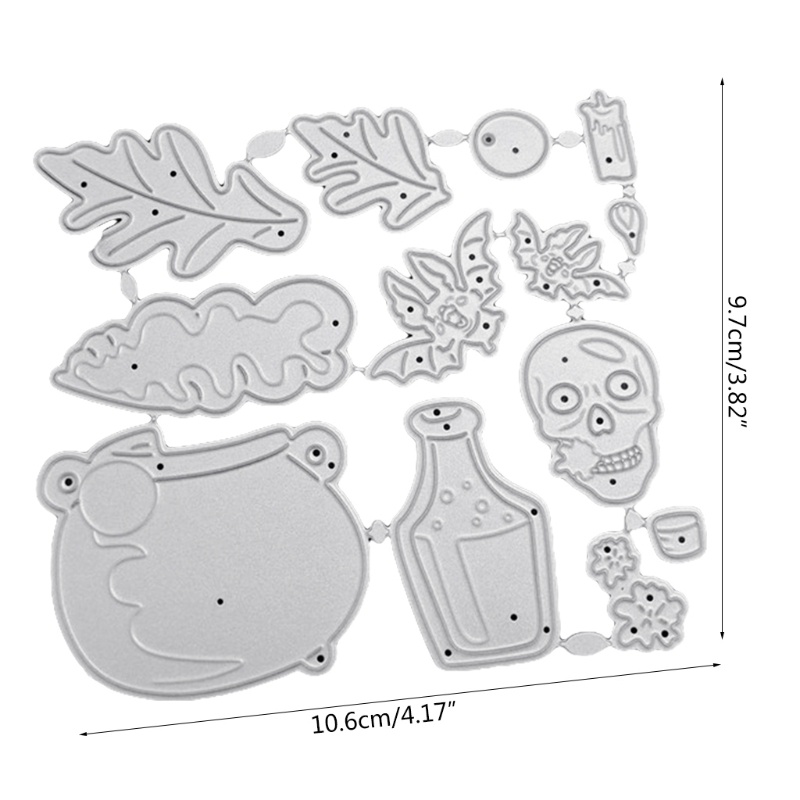 Stensil Cutting Dies Bahan Carbon Steel Desain Tengkorak Halloween Untuk Scrapbook