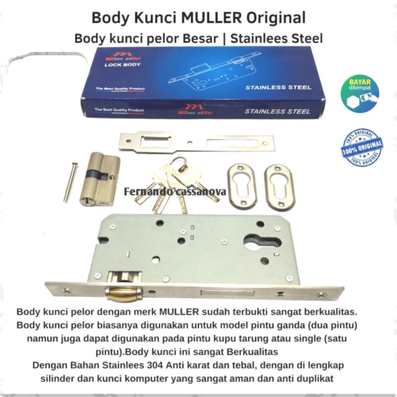 Bodi Kunci MULLER Stainless 304 OROGINAL | Bodi Pelor Besar Pintu Kupu Tarung