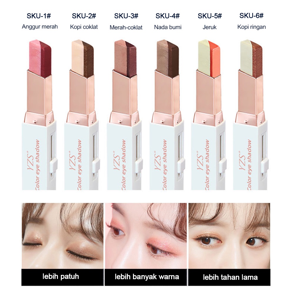 YZS Velvet Gradient Double Color Eyeshadow Pen Eyeshadow Glitter Double Shade Color Eye Shadow Waterproof Make up