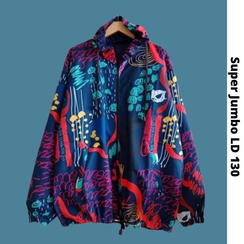 JAKET PARASUT  PRINTING WANITA/PRIA OVER SIZE JUMBO