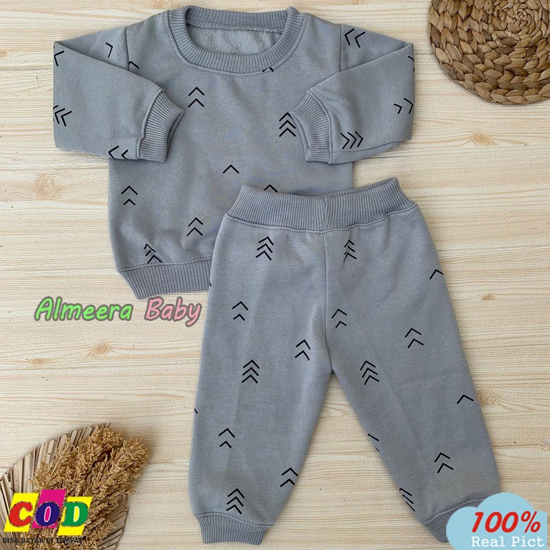 Setelan Sweater Sweater Crewneck Celana Jogger Usia 3-12 Bulan Almeera Baby and Kids