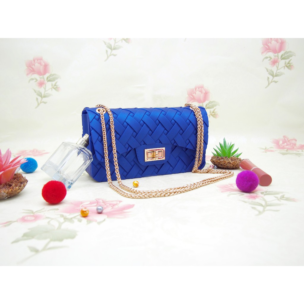 [Import] #1812 Tas Jelly tas tangan selempang wanita motif anyaman hand bag sling bag cewe