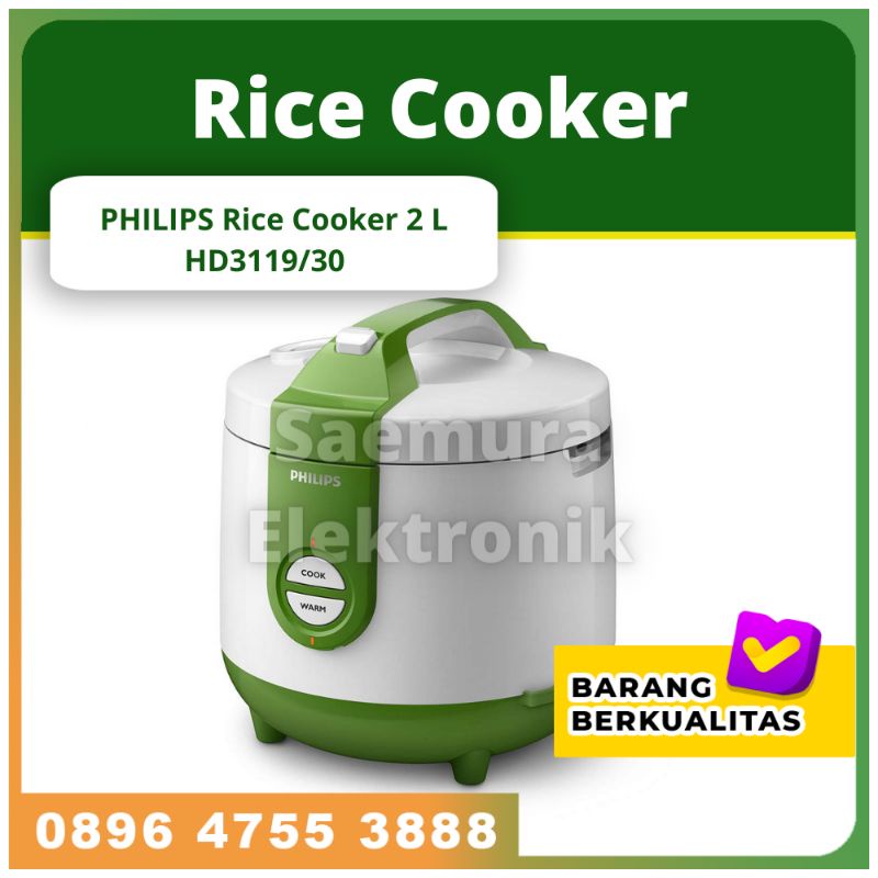 PHILIPS Rice Cooker 2 L HD3119/30 + free Bubblewrap