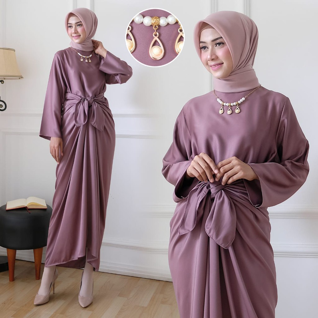 Baju Kaftan Wanita Terbaru Gamis Kaftan 2022 Ikat Polos Gamis Kaftan Lebaran Pesta Ld 100 - 106 Rema