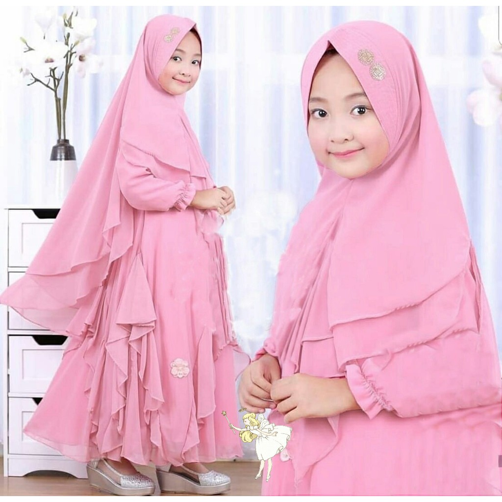 HCL Dress Kaylia &amp; Bergo - Dress Muslim Anak Perempuan