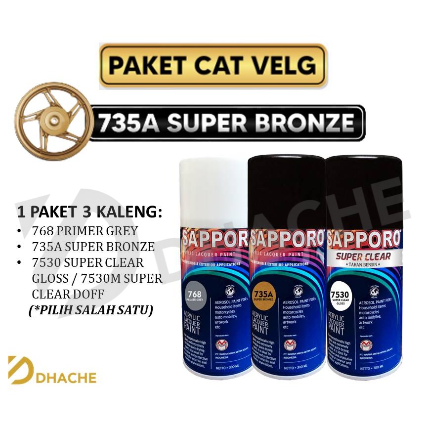 Paket Cat velg Super Bronze 735A / Sapporo Spray / Sapporo Velg Bronze