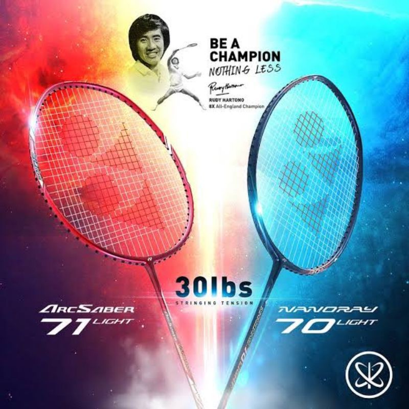 NEW RAKET BADMINTON YONEX NANORAY 70 LIGHT (RUDI HARTONO SERIES - TENSION 30 LBS) - ORGINAL YONEX