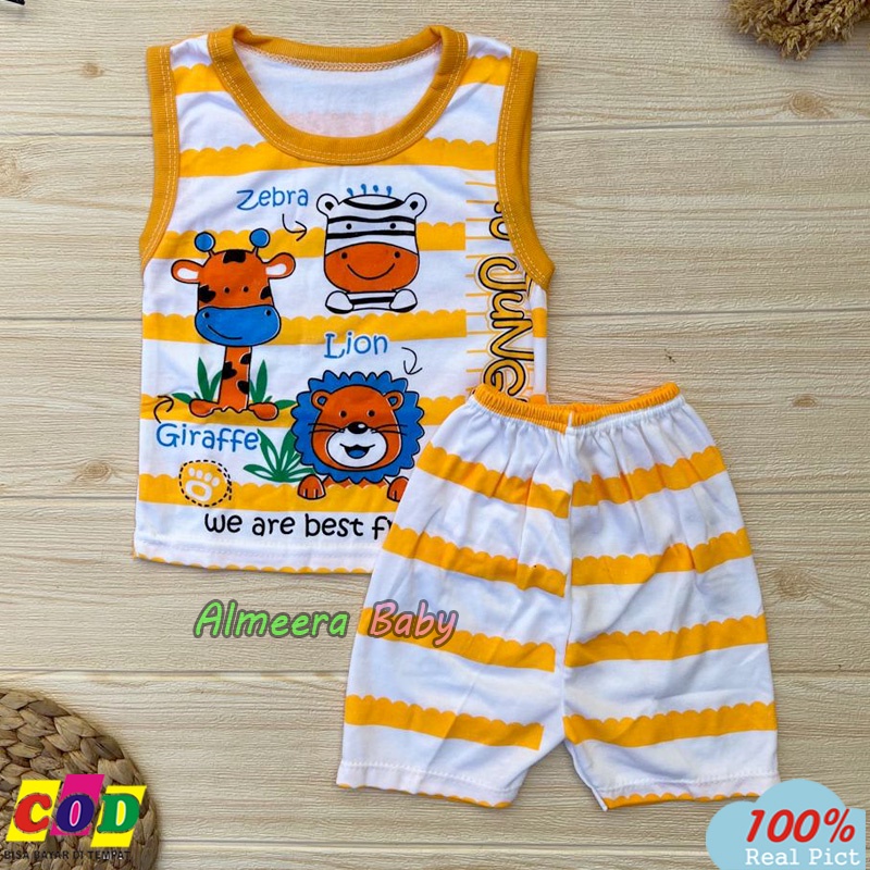 Setelan Baju Bayi Setelan Singlet Bayi Usia 3-12 Bulan Laki Perempuan Almeera Baby and Kids