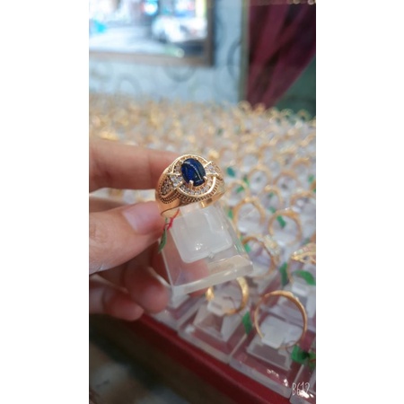 cincin cowok mata biru emas 700 asli