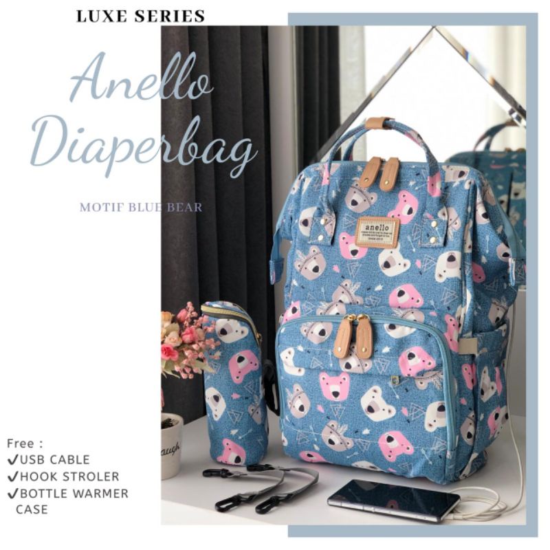 DIAPER BAG MOTIF GEN 3 ANELLO LUXE (TAS BAYI DIAPER BAG ANELLO GEN 3 MULTIFUNGSI)
