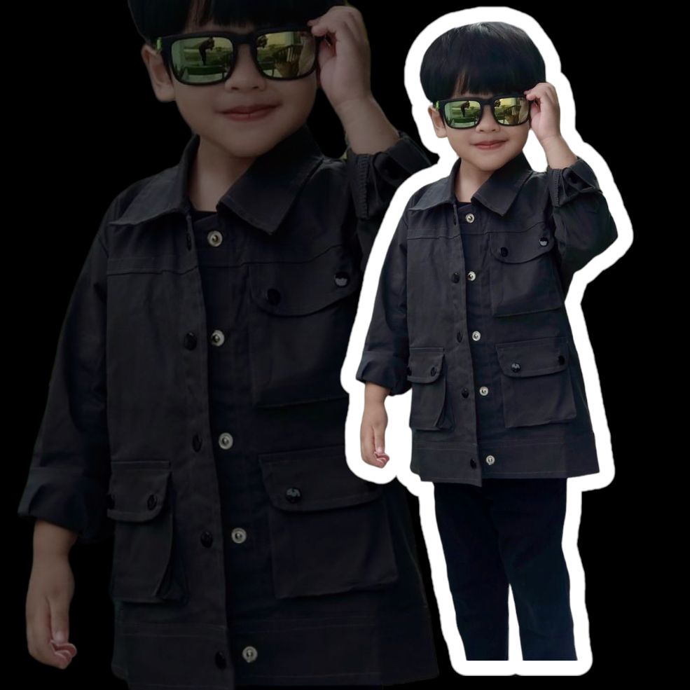 JAKET KEMEJA PARKA ANAK BAHAN TWILL KANCING USIA 2-6 TAHUN