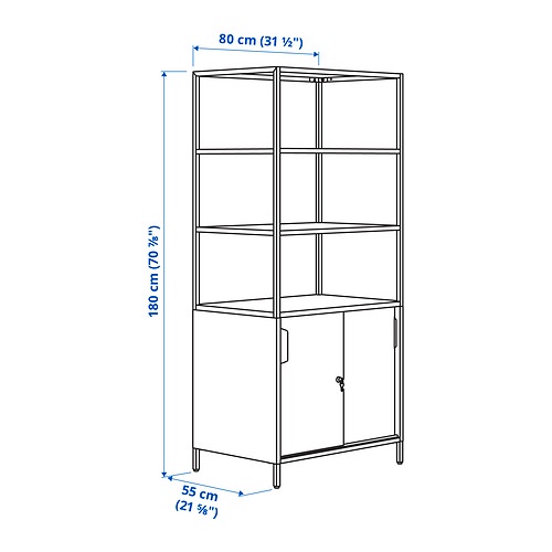 TROTTEN Kabinet dengan pintu geser, antrasit / putih, 80x180 cm