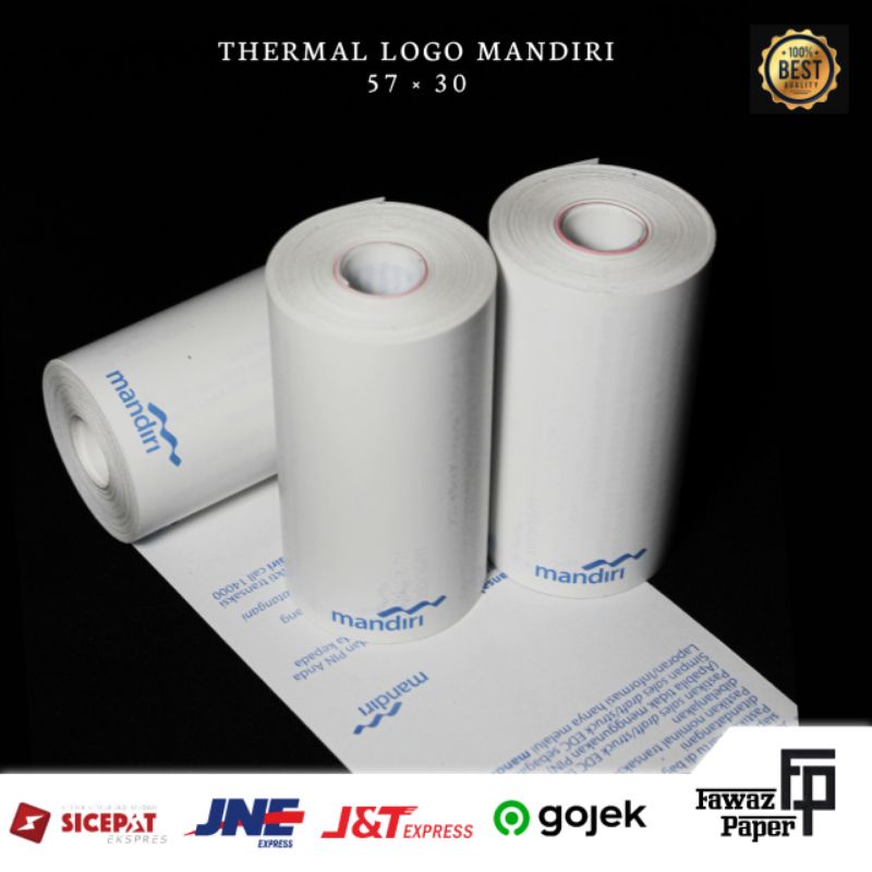 

Kertas Thermal EDC Logo MANDIRI 57×30 / 58×30 | Cocok Untuk Semua Jenis Mesin Printer EDC Mini Bluetooth