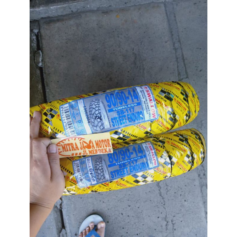 ban swallow ring 14 street Enduro ukuran 80/90 dan 90/90 ban swallow SB 117 sepasang ring 14