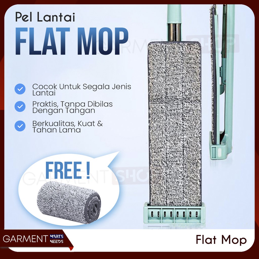 Alat Pel Lantai Flat Mop Pel Tarik Praktis Ultra Mop Hand Free