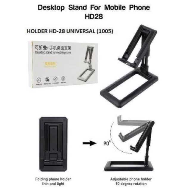 Phone Holder Lipat Simple Tipis HD28 / Dudukan Hp Stand Holder Handphone desktop Stand For Mobile Phone