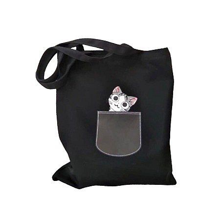 Tas Tote Wanita Lova Chiang Bag Kanvas Gambar Kucing Unik - PRD 1121