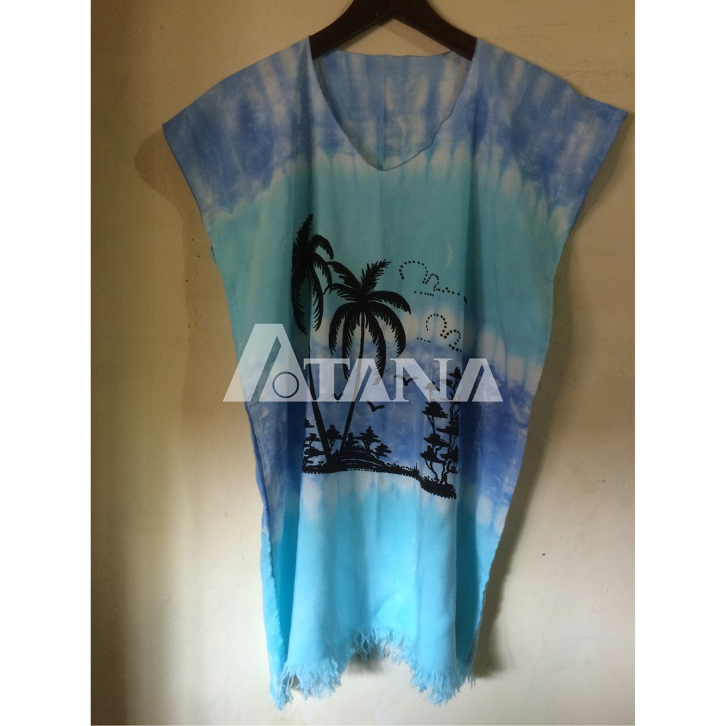 Kaos Rumbai Motif Pantai Salur Warna Biru All Size