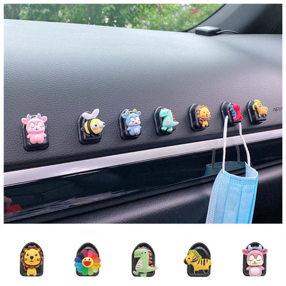 LANFY Cute Car Interior Mini Home Wall Decorations Car Seat Back Hook Creative Sticky Hook Cartoon Multifunctional Door Hanging