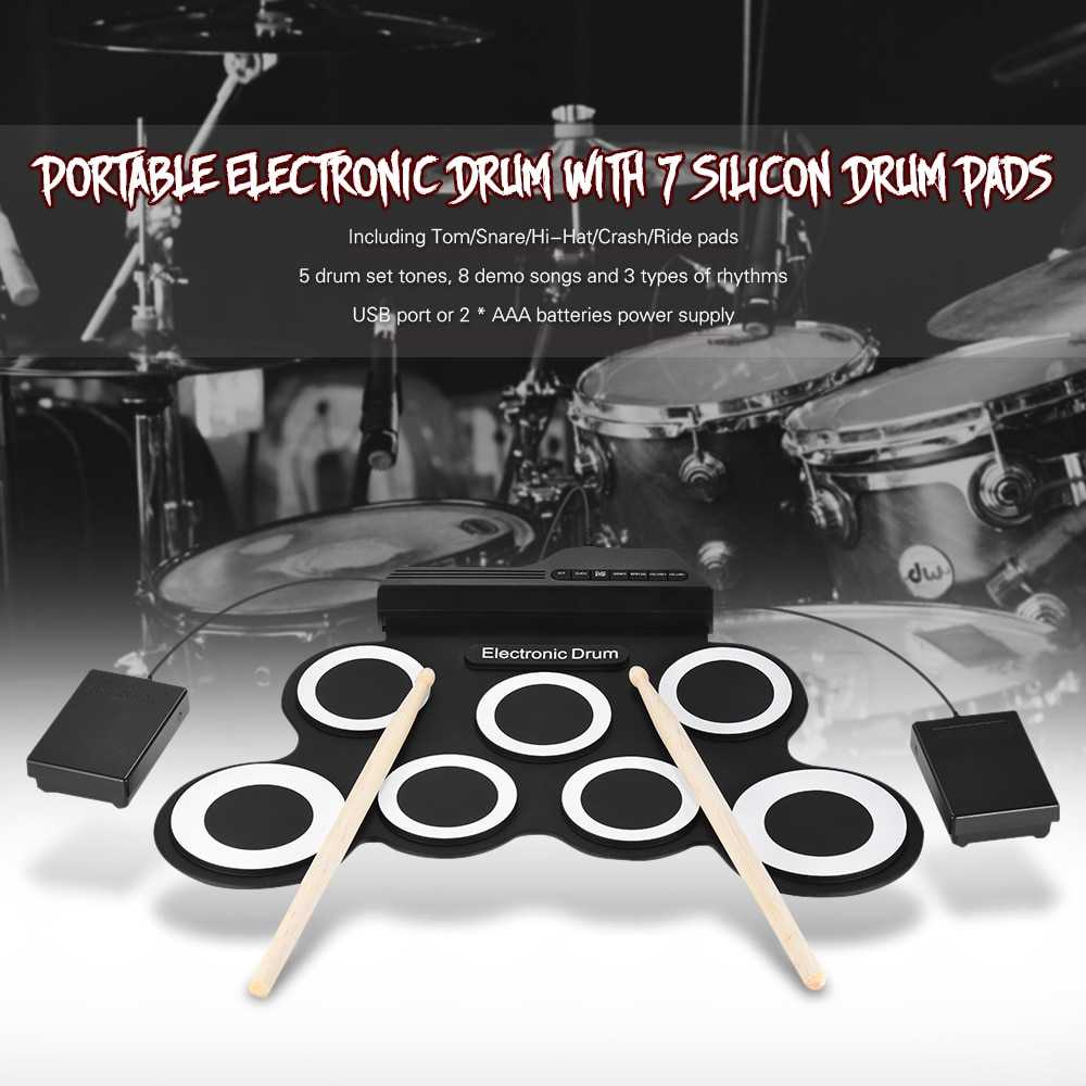 TG-MA Ammoon Electronic Digital Drum Kit 7 Pads Roll Up USB Power - G3002