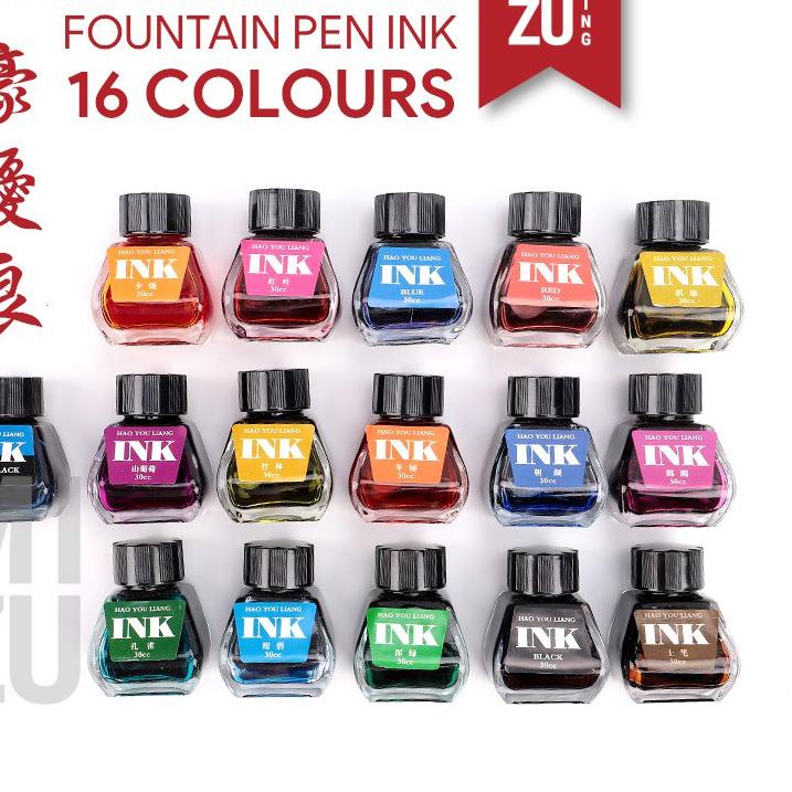 

Big Sale MIZU HYL 16 Colours Fountain Pen Ink 30ML Tinta Fountain Pen Warna-Warni Aman Untuk Pen