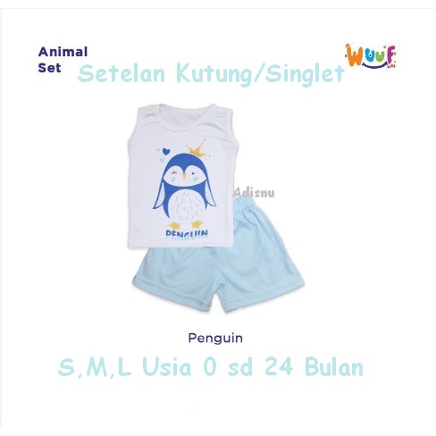 Wuuf Kids Setelan Kutung Singlet Bayi Motif S M L 0 sd 24 Bulan