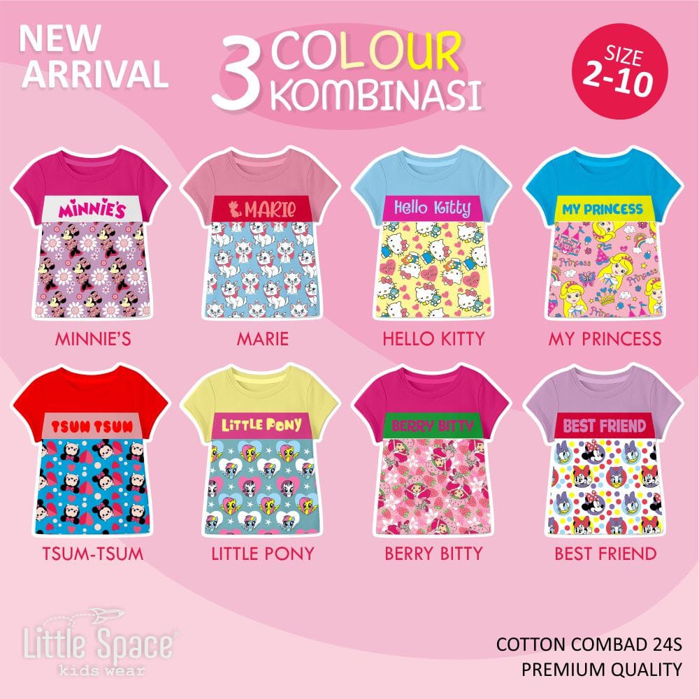 ECER//KAOS ANAK CEWEK//KAOS LITTLESPACE GIRL 2 LAYER//