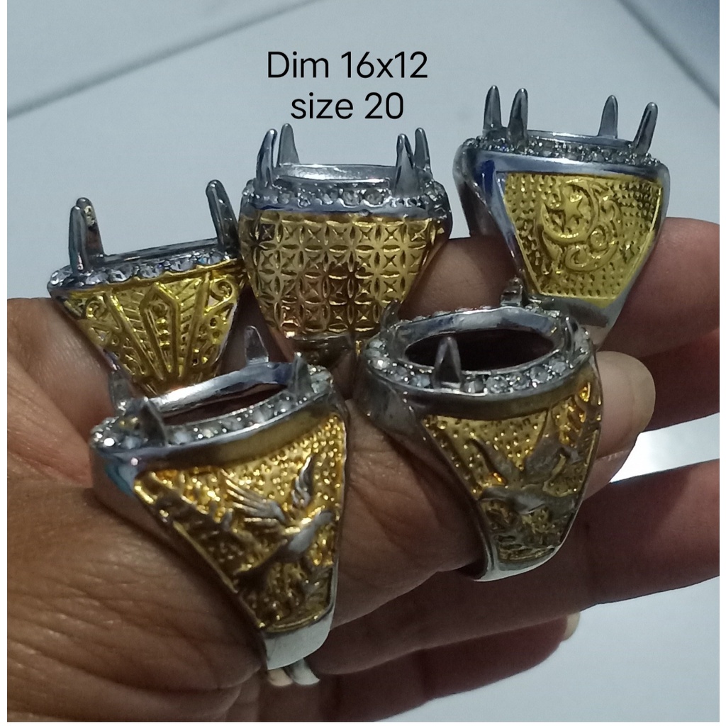 Emban batu akik -cincin titanium pria wanita cauple-grosir ring perak monel