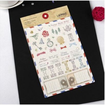 LADMAID Diary Deco - Vintage Stamp Sticker (6pcs)