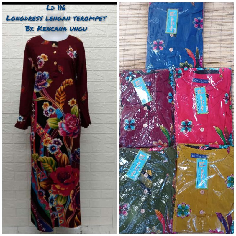 PROMO daster kencana ungu longdress lengan panjang grosir