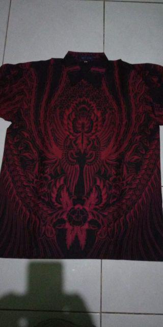 Hem Peksi Abang Cakrawangsa Marun Kemeja Batik Lengan Panjang Baju Pria Jumbo Xxl