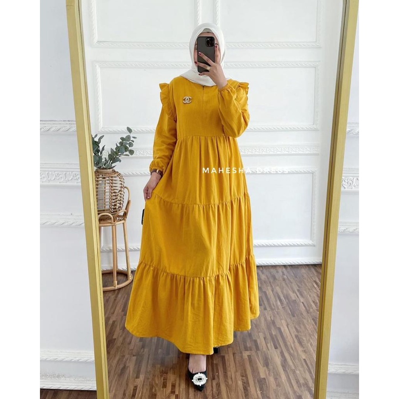 Mahesha Dress/ Dres Polos Rayon Twill /Gamis Wanita Jumbo /Dres Busui